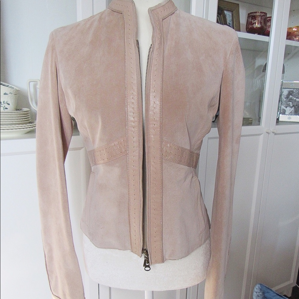 June Pink Suede leather trim Motto jacket NWT